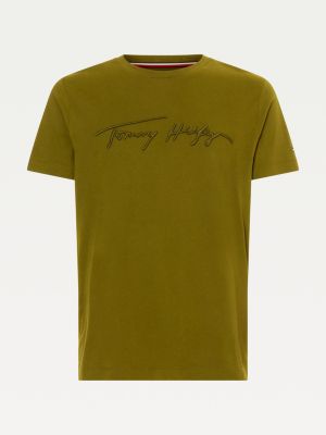 Futbolka Signature Iz Organicheskogo Hlopka Zelenyj Tommy Hilfiger