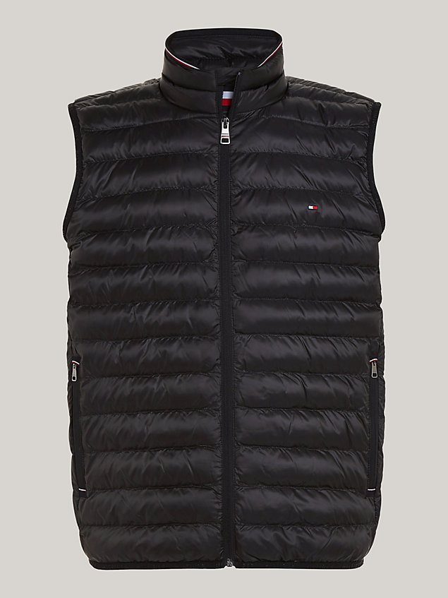 black packable padded recycled vest for men tommy hilfiger
