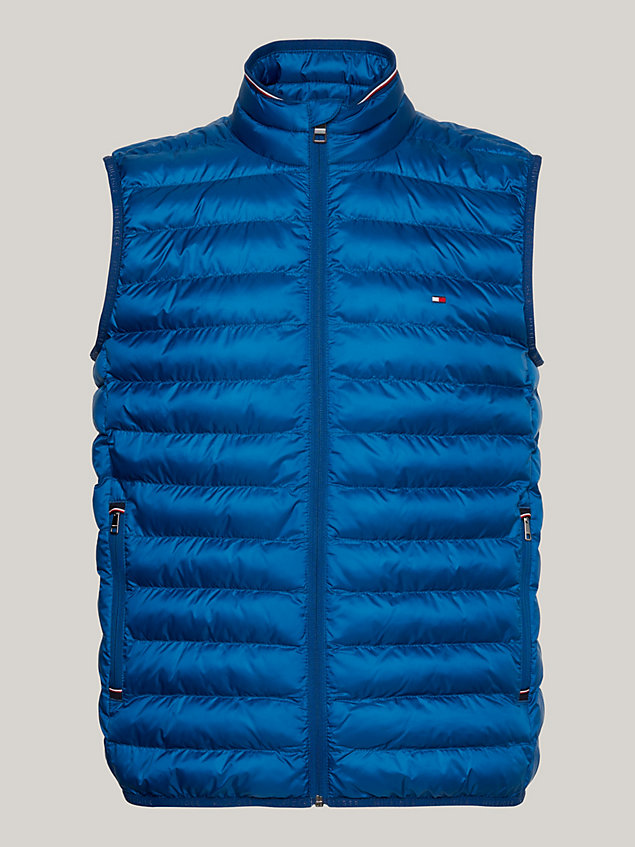 blue packable padded recycled vest for men tommy hilfiger