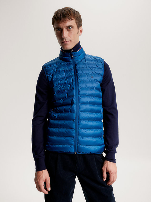 blue th warm packable padded vest for men tommy hilfiger