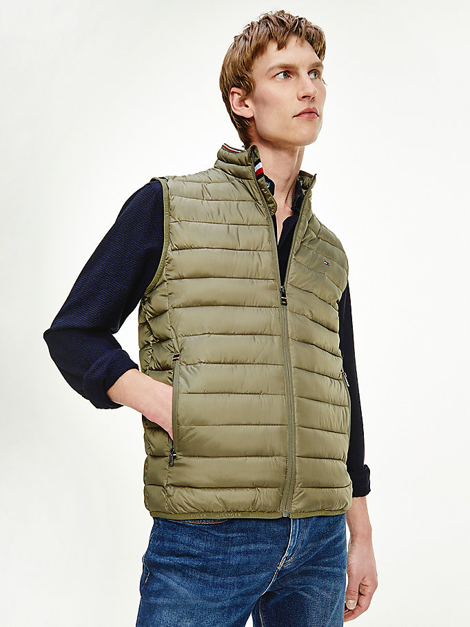 green th warm packable padded gilet for men tommy hilfiger