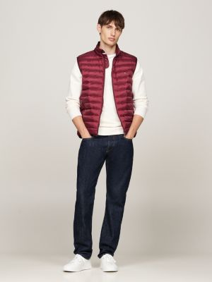 red water repellent packable padded vest for men tommy hilfiger