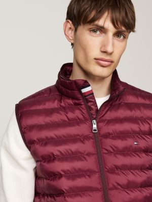 red water repellent packable padded vest for men tommy hilfiger