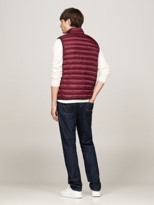 red water repellent packable padded vest for men tommy hilfiger