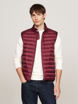 red water repellent packable padded vest for men tommy hilfiger