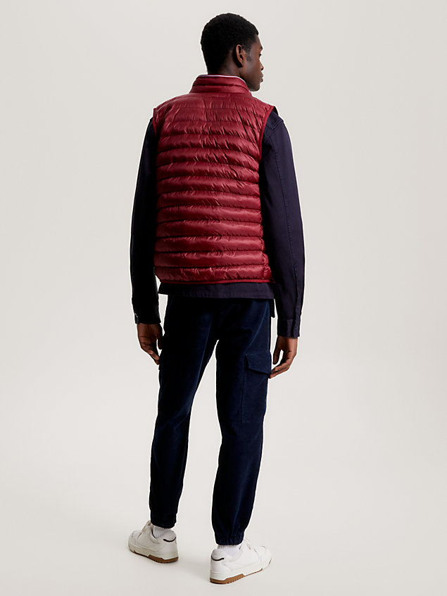 red packable padded recycled vest for men tommy hilfiger