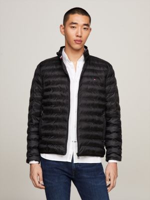 black wasserabweisende verstaubare puffer-jacke für herren - tommy hilfiger