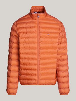 orange wasserabweisende verstaubare puffer-jacke für herren - tommy hilfiger