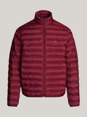 red water repellent packable padded jacket for men tommy hilfiger