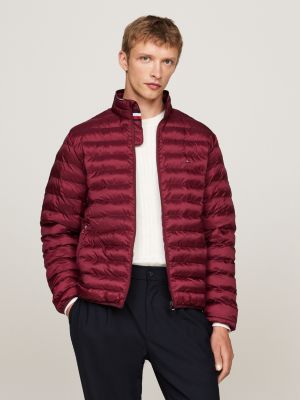 red wasserabweisende verstaubare puffer-jacke für herren - tommy hilfiger