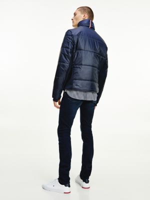 Veste Matelassee A Col Cheminee Bleu Tommy Hilfiger