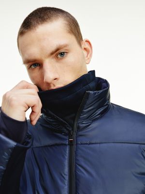 Veste Matelassee A Col Cheminee Bleu Tommy Hilfiger
