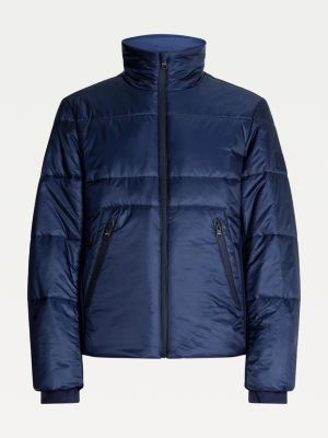 Veste Matelassee A Col Cheminee Bleu Tommy Hilfiger