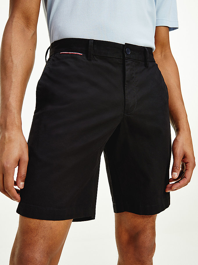 shorts brooklyn slim fit in cotone biologico nero da men tommy hilfiger