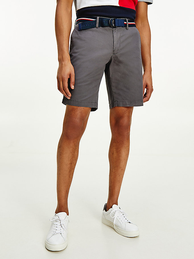 grey brooklyn organic cotton slim fit shorts for men tommy hilfiger