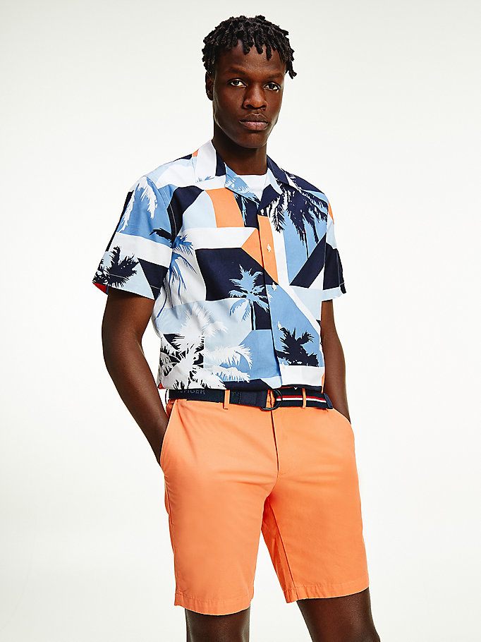 orange brooklyn organic cotton slim fit shorts for men tommy hilfiger