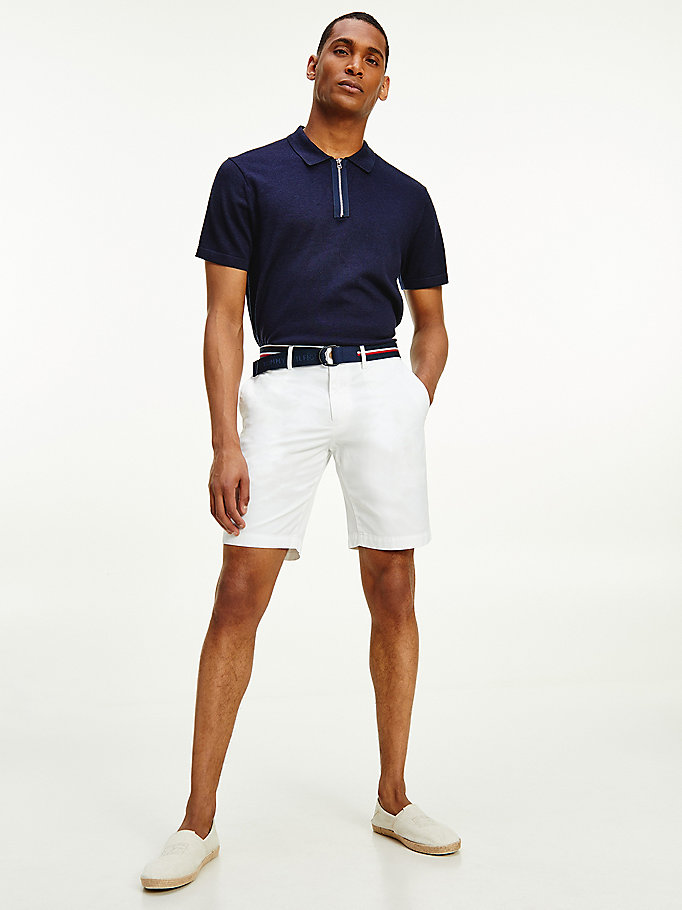 white brooklyn organic cotton slim fit shorts for men tommy hilfiger