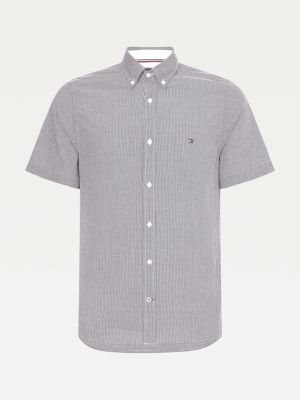 Gingham Short Sleeve Slim Fit Shirt BLACK Tommy Hilfiger