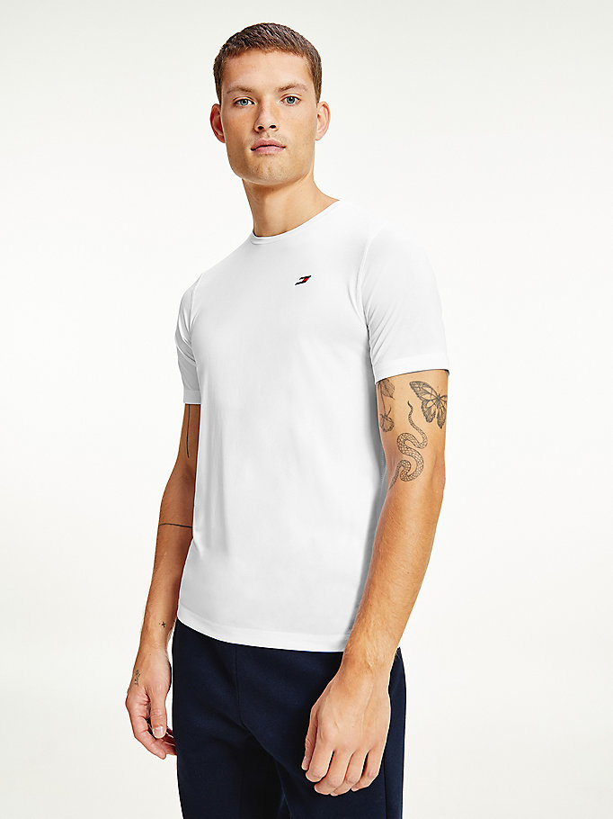 wit sport slim fit t-shirt voor heren - tommy hilfiger