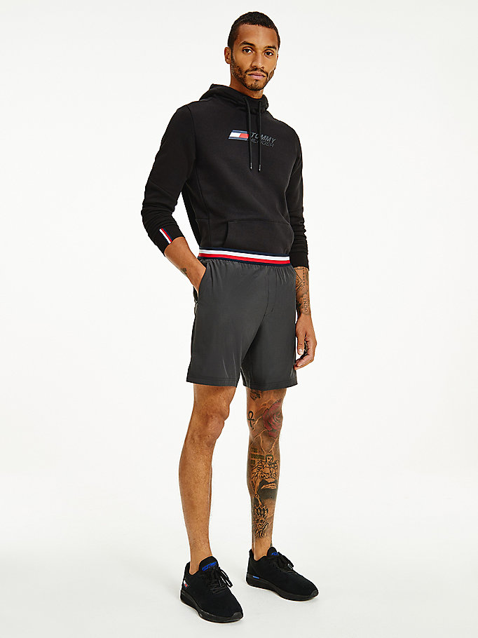 black sport signature tape recycled shorts for men tommy hilfiger