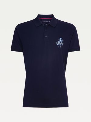 Palm Tree Print Regular Fit Polo Blue Tommy Hilfiger