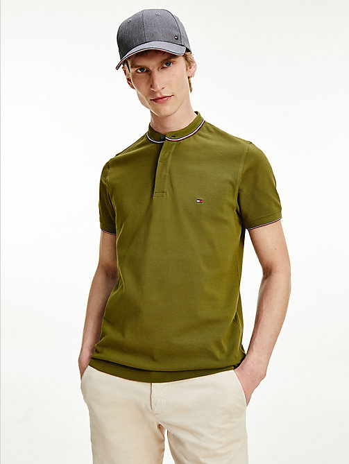groen th cool slim fit polo met contrastdetails voor men - tommy hilfiger