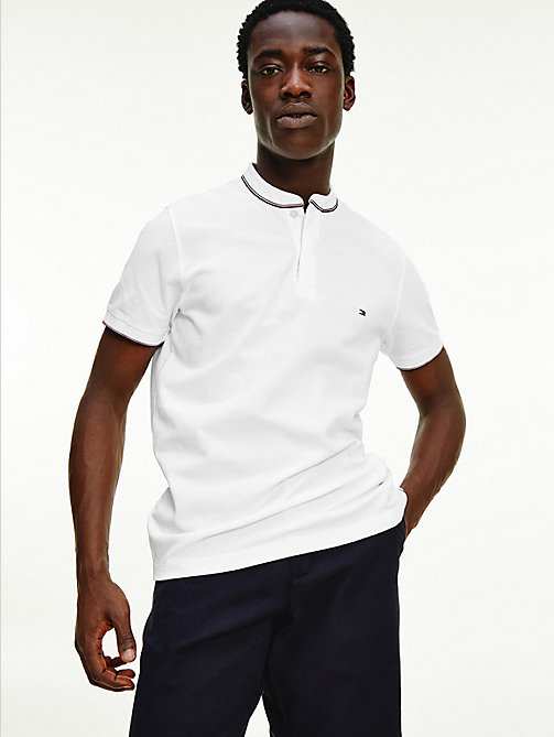 white contrast tipped th cool slim polo for men tommy hilfiger