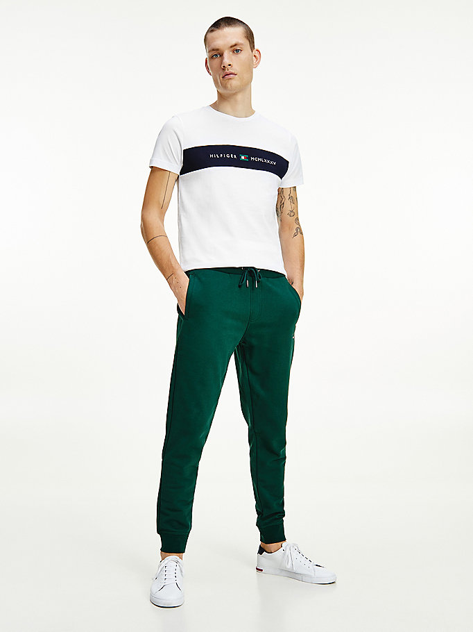 green organic cotton logo embroidery joggers for men tommy hilfiger