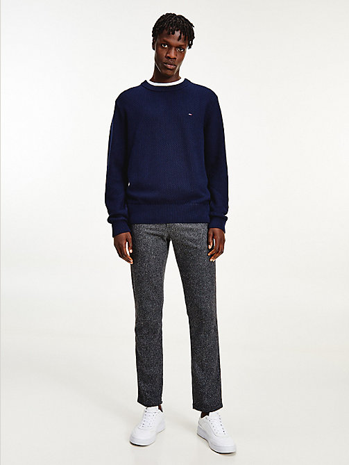blue textured relaxed fit jumper for men tommy hilfiger