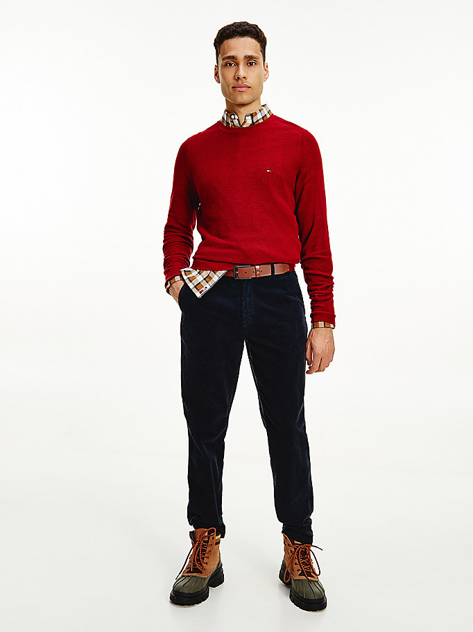 red luxury wool textured jumper for men tommy hilfiger