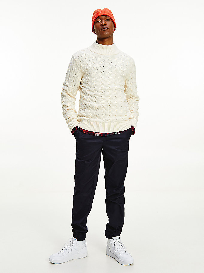 white chevron knit mock turtleneck jumper for men tommy hilfiger