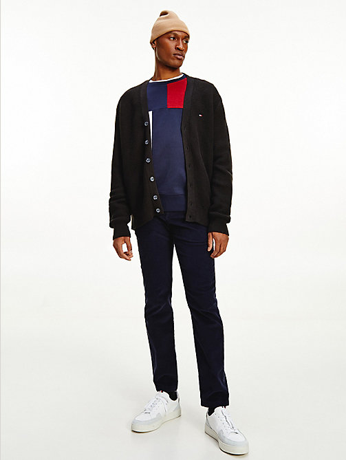 black textured relaxed fit cardigan for men tommy hilfiger
