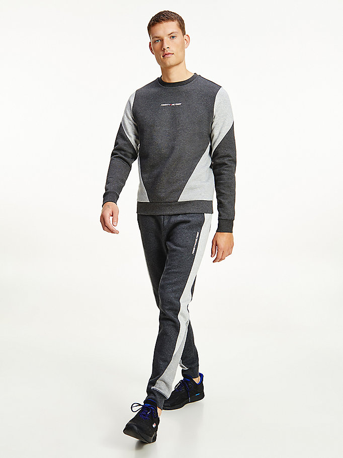 grijs sport th cool flex colour-blocked sweatshirt voor men - tommy hilfiger