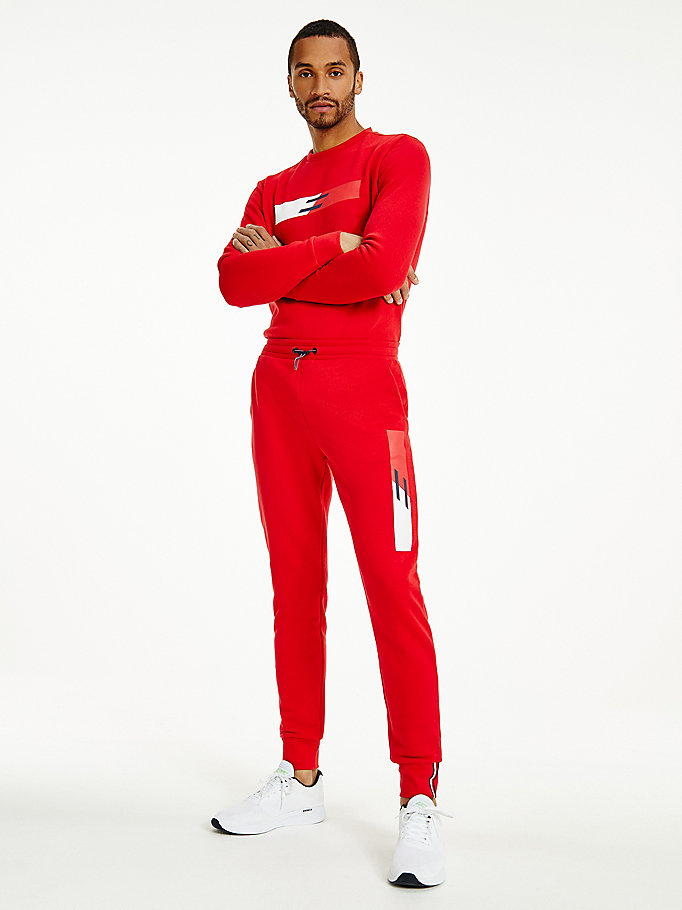 rood sport th cool flex jogger met logo voor heren - tommy hilfiger