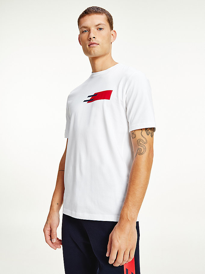 white sport th cool logo t-shirt for men tommy hilfiger