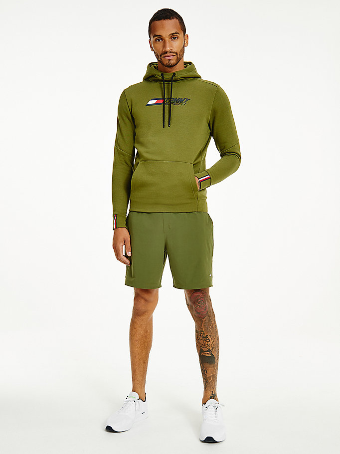 groen sport th cool flex hoodie met trekkoord voor heren - tommy hilfiger