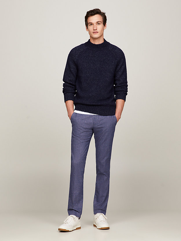 Bleecker Slim Fit Brushed Trousers | Blue | Tommy Hilfiger