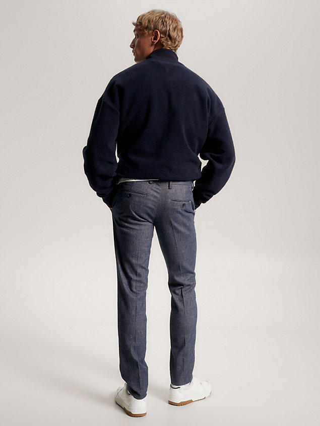 blue bleecker slim fit brushed trousers for men tommy hilfiger