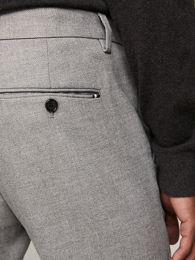 grey bleecker slim fit brushed trousers for men tommy hilfiger