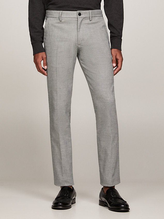 grey bleecker slim fit brushed trousers for men tommy hilfiger