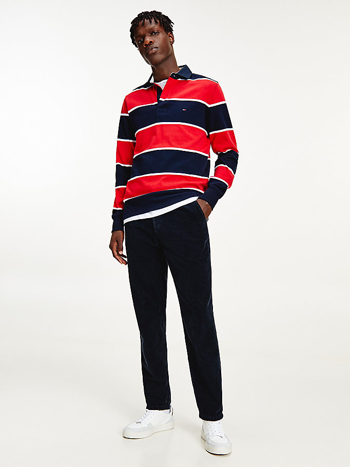 polo rugby iconic a righe rosso da men tommy hilfiger