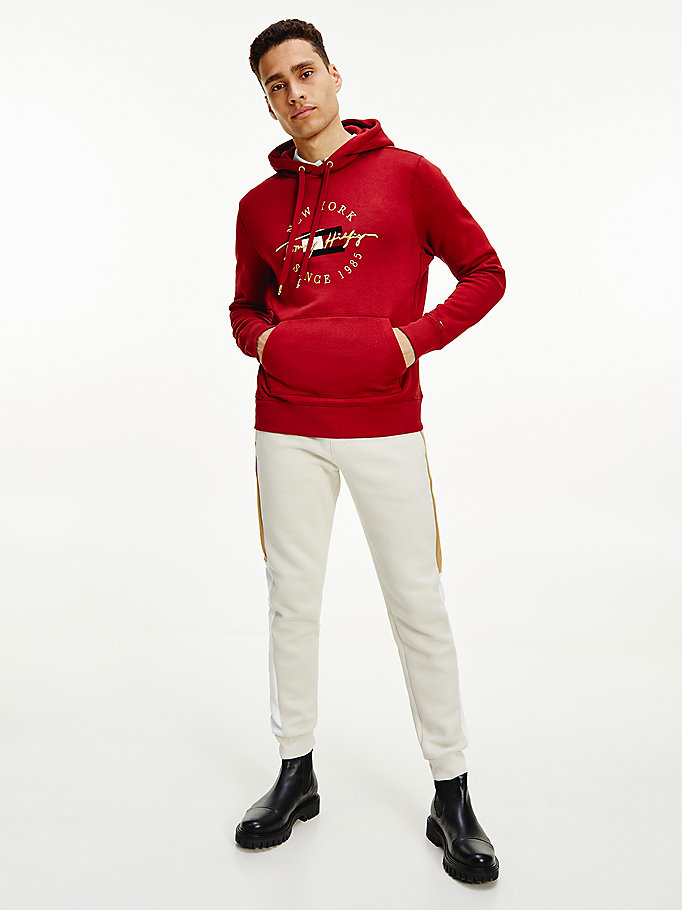 red exclusive icons hoody for men tommy hilfiger