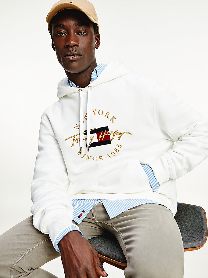 white exclusive icons hoody for men tommy hilfiger
