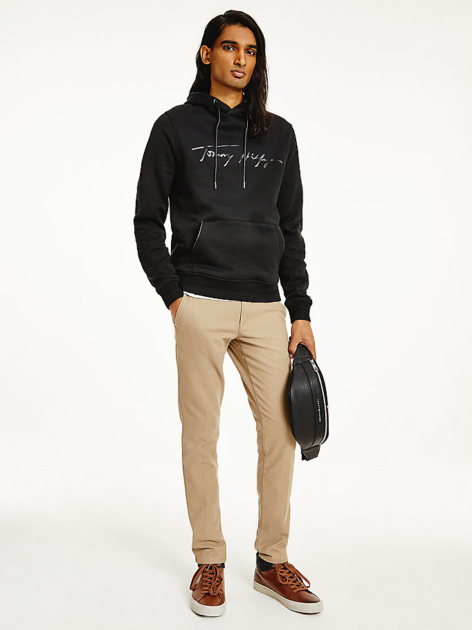 black elevated th signature hoody for men tommy hilfiger