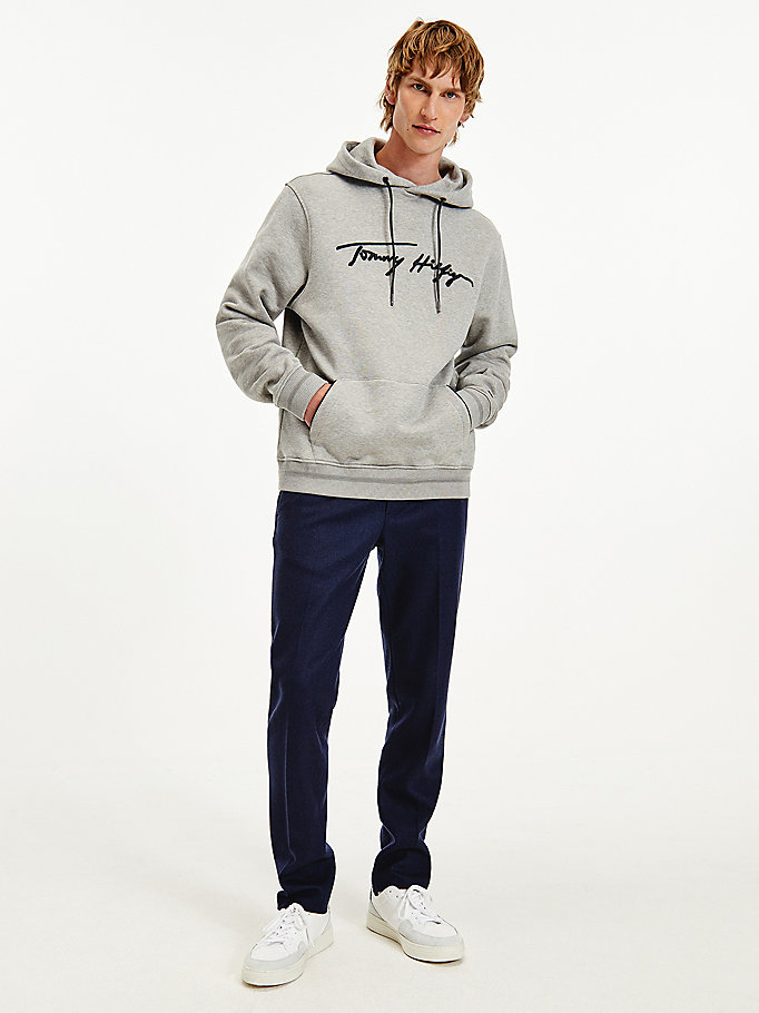 grey elevated th signature hoody for men tommy hilfiger