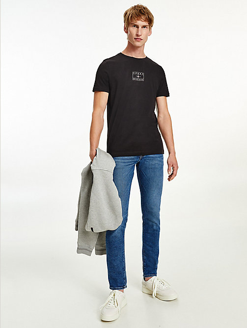 black organic cotton peached jersey t-shirt for men tommy hilfiger
