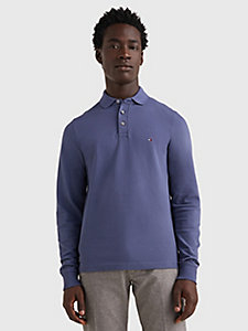 blue 1985 collection slim fit long sleeve polo for men tommy hilfiger