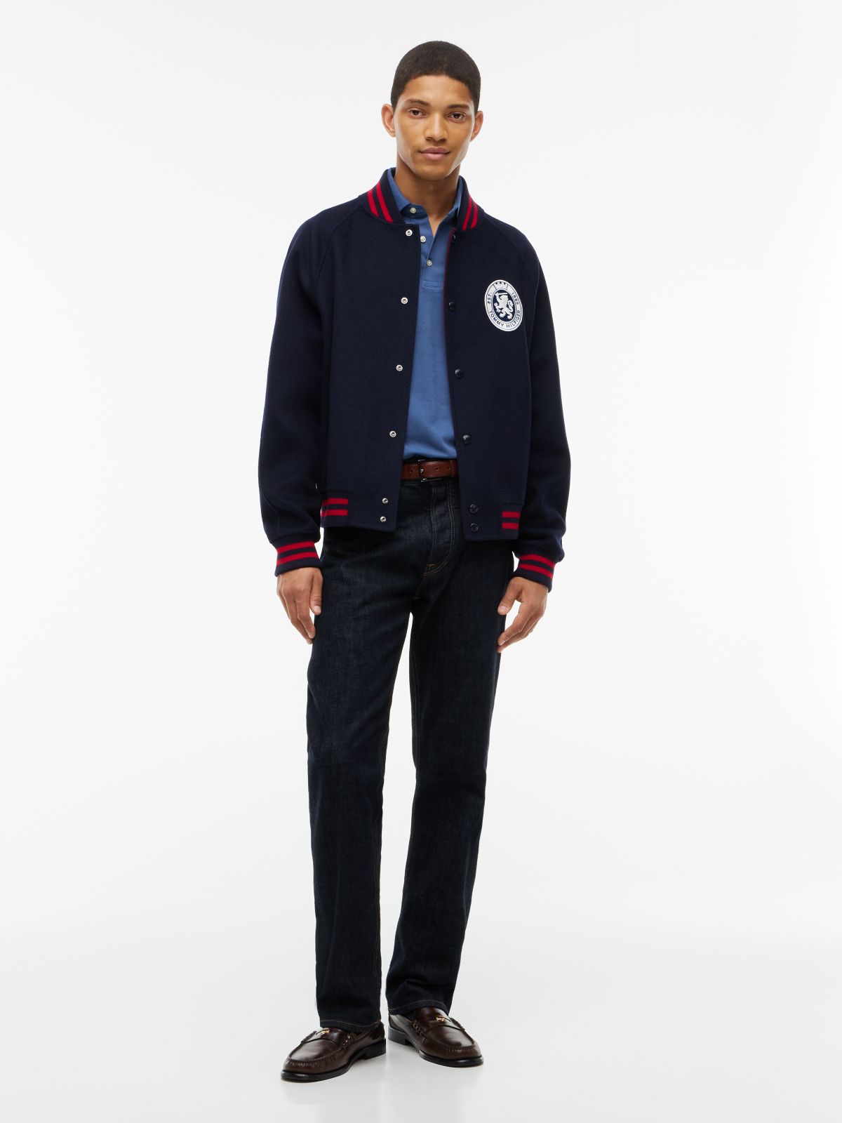 1985 Slim Fit Long Sleeve Polo Shirt — Blue
