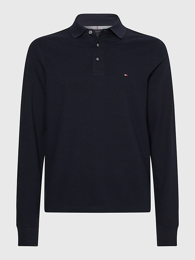 blue 1985 collection long sleeve slim polo for men tommy hilfiger
