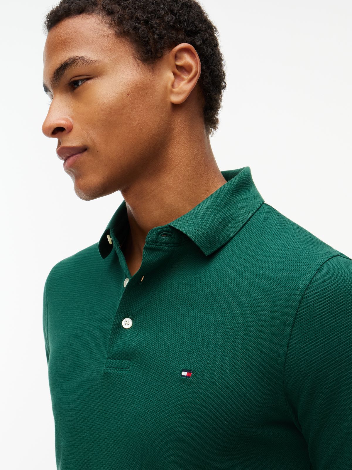 1985 Slim Fit Long Sleeve Polo Shirt — Green